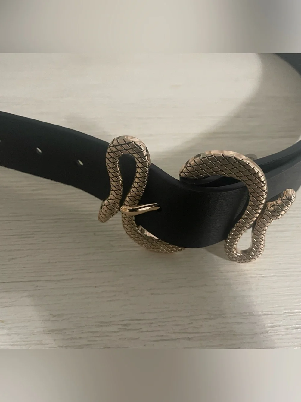 Express women Black Women's Belt with Gold Snake Buckle size M